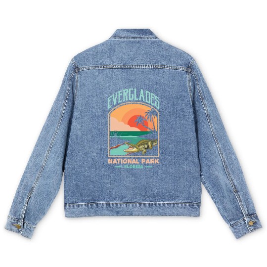 Everglades National Park Us Crocodile Florida Alli Men's Denim Jackets