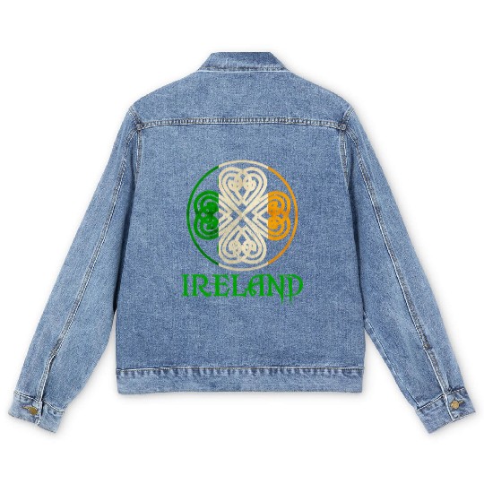 Celtic Knot Clover Ireland St Paddys Day Irish 202 Men's Denim Jackets