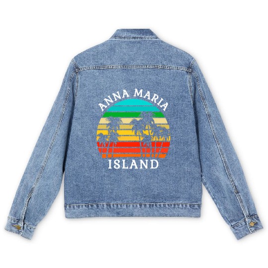 Anna Maria Island Florida Family Vacation Men's Denim Jackets