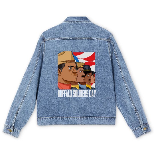 National Buffalo Soldiers Day July 28Th Patriotic Men's Denim Jackets