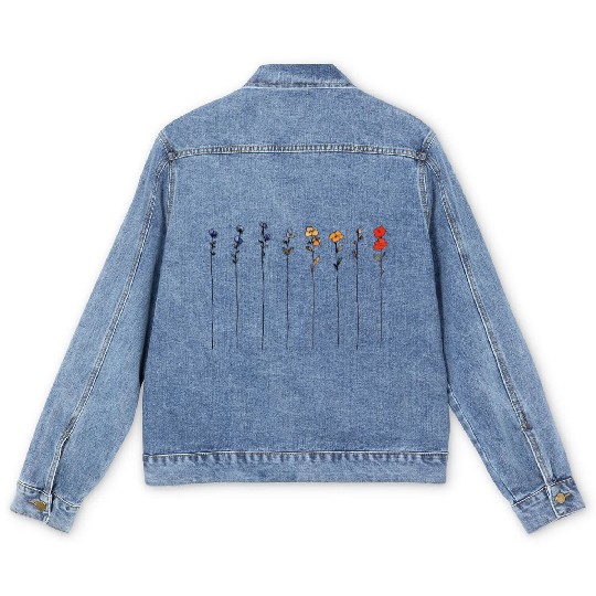 Minimalist Floral Watercolor Men's Denim Jackets
