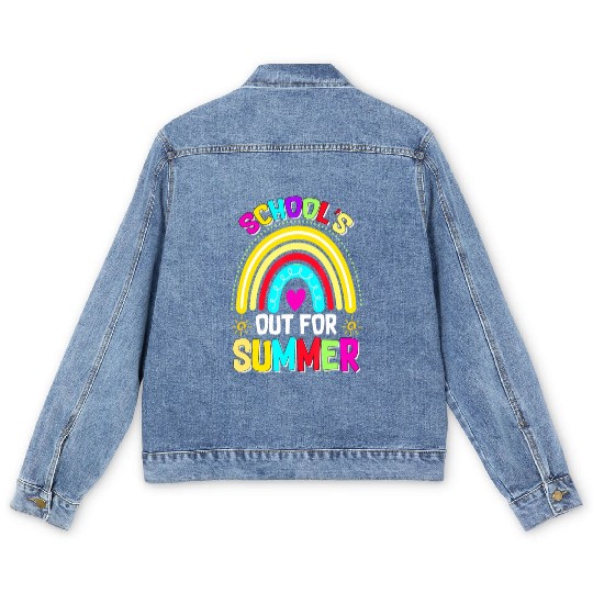 Schools Out For Summer Teacher Last Day Of School Men's Denim Jackets