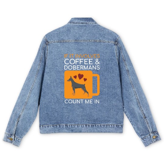 Coffee Doberman Lover Men's Denim Jackets