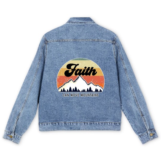 Faith Can Move Mountains Men's Denim Jackets