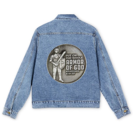put on the full armor of god ephesians 6:10 Men's Denim Jackets