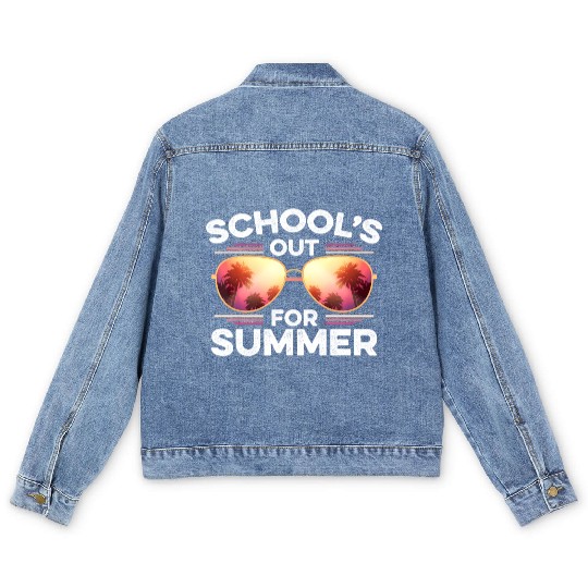 Last Day Of School Schools Out For Summer Teacher Men's Denim Jackets
