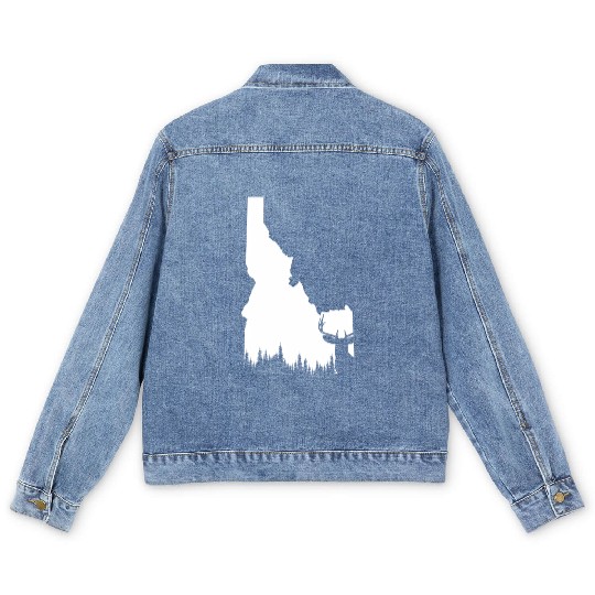 Hunter Elk Deer State Idaho Hunting Men's Denim Jackets