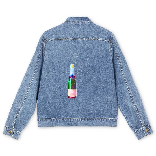 Champagne Bottle Sparks Men's Denim Jackets