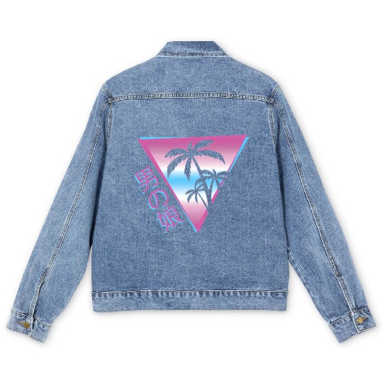 Femboy 80S 90S Palm Tree Japanese Vaporwave Aesthe Men's Denim Jackets