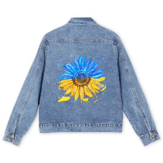 Ukraine Flag Sunflower Ukrainian Support Men's Denim Jackets