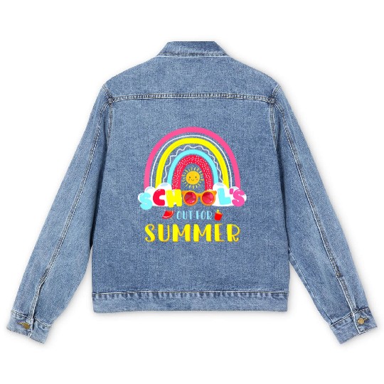 Last Day Of School Schools Out For Summer Teacher Men's Denim Jackets