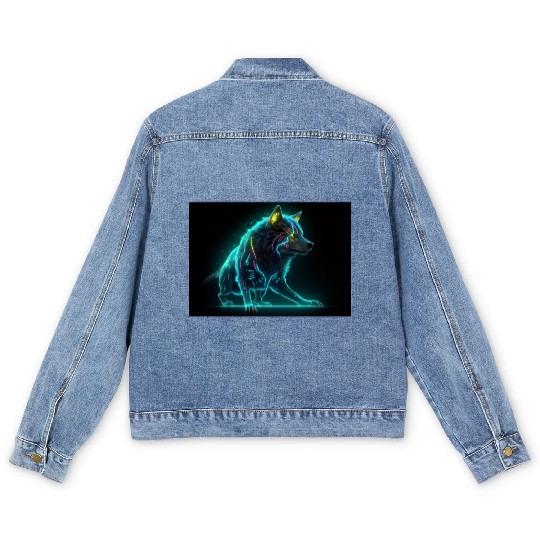 Neon Moon Wolf Men's Denim Jackets