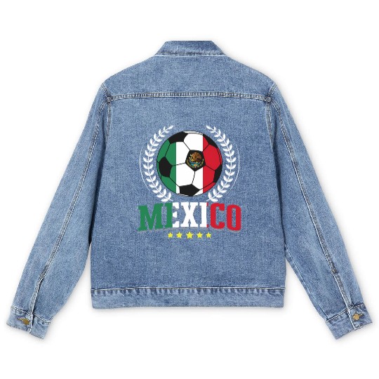Mexico Flag Mexican Soccer Player Sports Enthusias Men's Denim Jackets