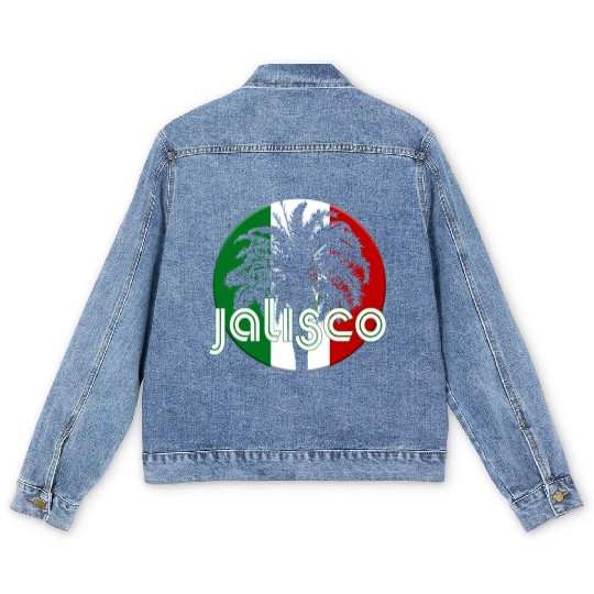 Jalisco Mexico Flag Native Palm Tree Mexican Men's Denim Jackets