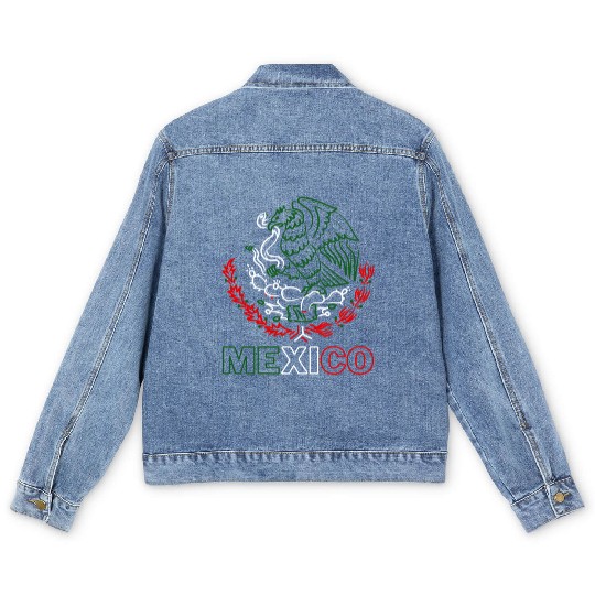 Mexico With Mexican Eagle From Flag Red Green And Men's Denim Jackets