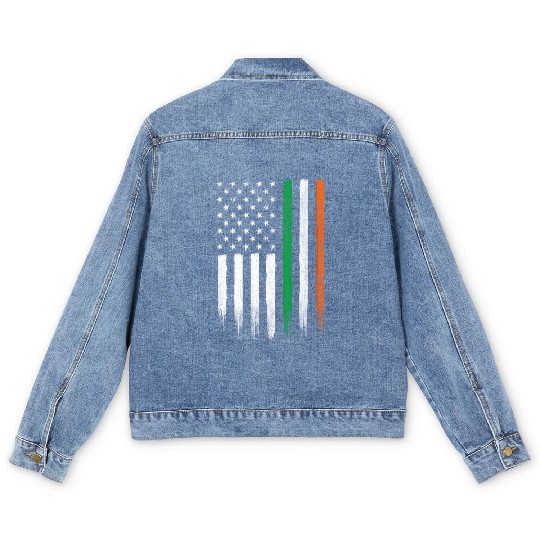 Patriotic Irish American Flag Ireland St Patrick'S Men's Denim Jackets