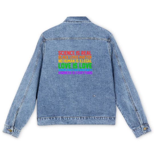 Science Is Real Kindness Is Everything Men's Denim Jackets