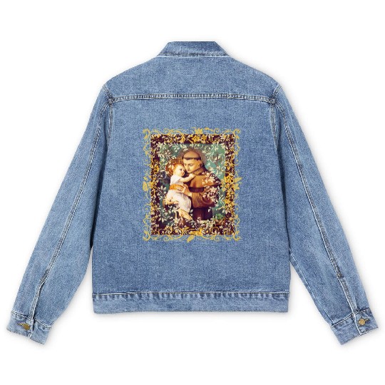 Saint Anthony of Padua Catholic St. Rosary Prayer Men's Denim Jackets