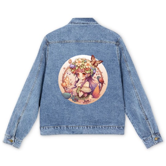 Cottagecore Fairy Girl Fantasy Goblincore Forest F Men's Denim Jackets
