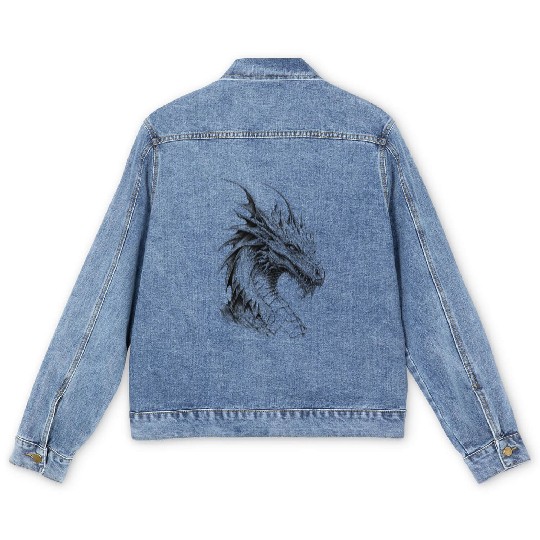 Mythical Dragon. An Epic Grayscale Legend. Men's Denim Jackets