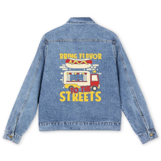 Street Food Hotdog Men's Denim Jackets