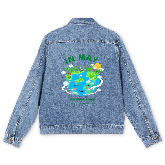 MENTAL HEALTH MATTERS We Wear Green Men's Denim Jackets