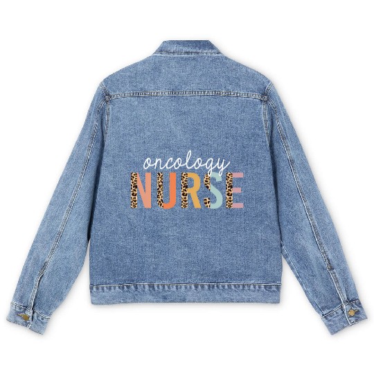 Oncology Nurse Leopard Print Nursing School Men's Denim Jackets
