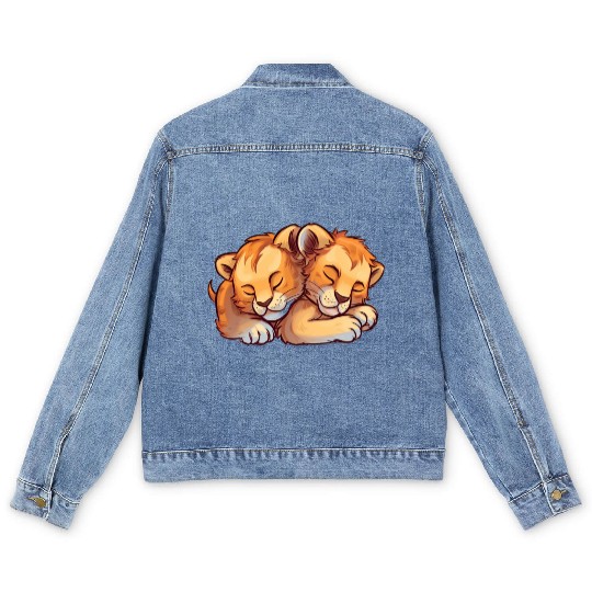 Sleeping Lion Cubs Men's Denim Jackets