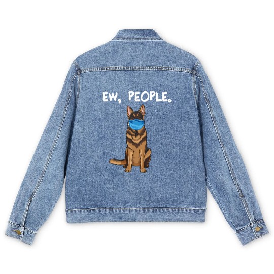German Shepherd Ew People Dog Wearing Face Men's Denim Jackets