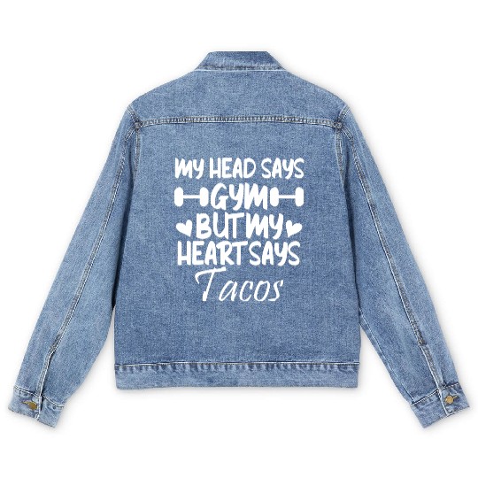 Funny Food Locer Gym Bodybuilding Tacos Men's Denim Jackets