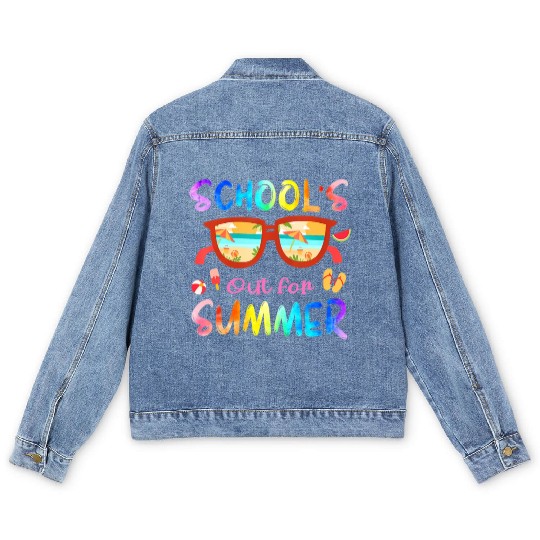 Schools Out For Summer Last Day Of School Teacher Men's Denim Jackets