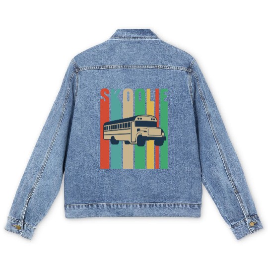 Skoolie Design For A School Bus Lover Men's Denim Jackets