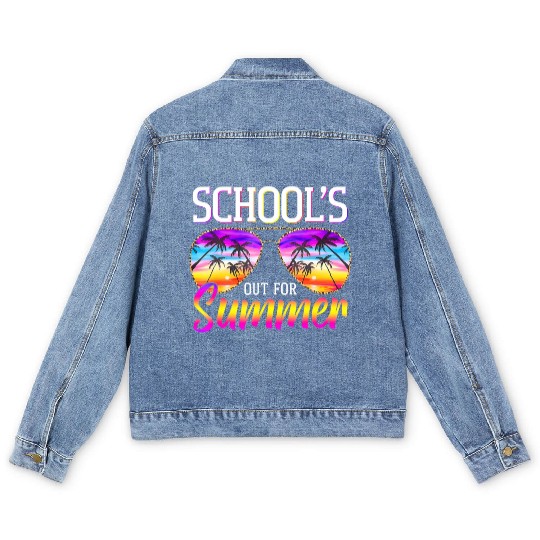 Last Day Of School Schools Out For Summer Teacher Men's Denim Jackets