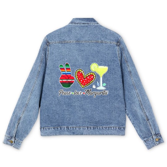 Peace Love Margarita for Plus Size Men's Denim Jackets