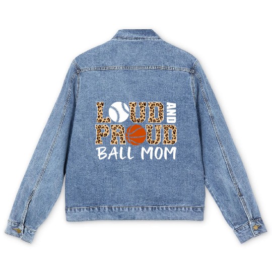 Loud And Proud Ball Mom Leopard Baseball Men's Denim Jackets