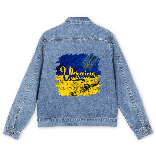 Ukraine Ukrainian Flag I Stand With Ukraine Pride Men's Denim Jackets