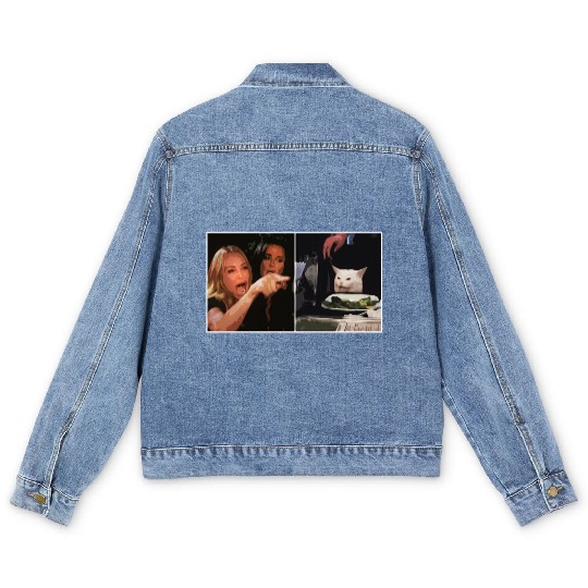 Yelling At A Cat Meme Men's Denim Jackets