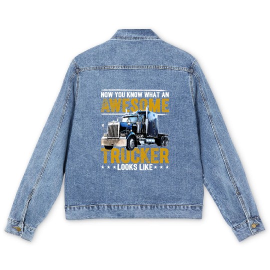 Awesome Trucker Big Rig Semi-Trailer Truck Driver Men's Denim Jackets