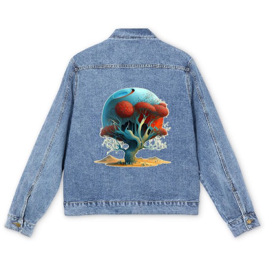 Desert Crimson Dreaming Men's Denim Jackets