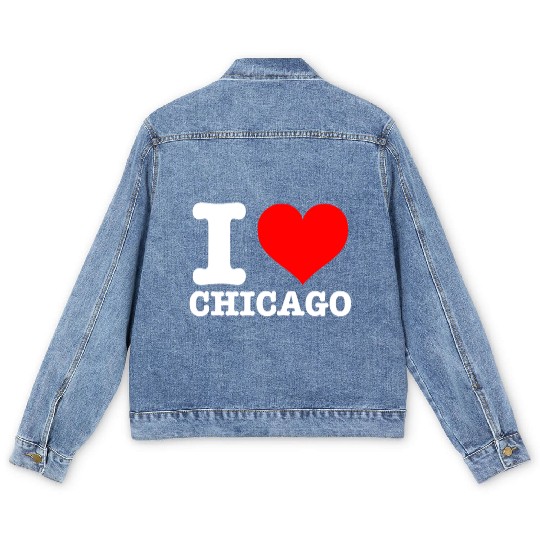 Chicago - I Heart Chicago - I Love Chicago Men's Denim Jackets