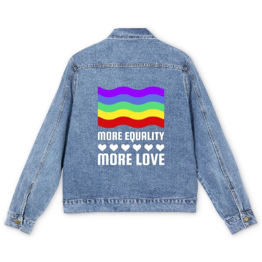 LGBT More Equality More Love Gay Pride Month Men's Denim Jackets