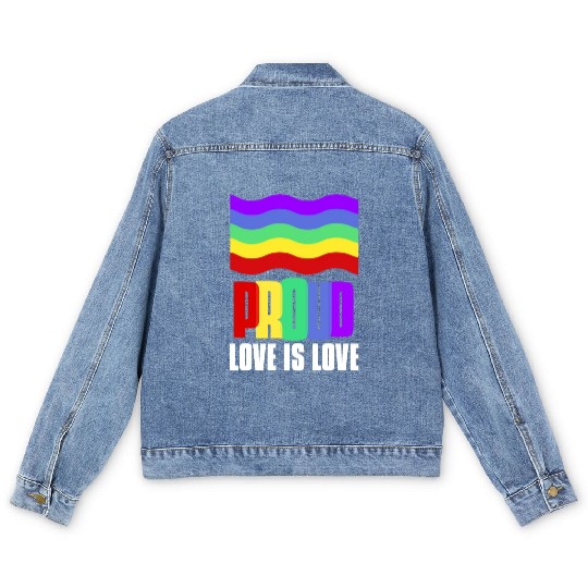 Proud LGBT Men's Denim Jackets Love is Love Men's Denim Jackets Gay Pride