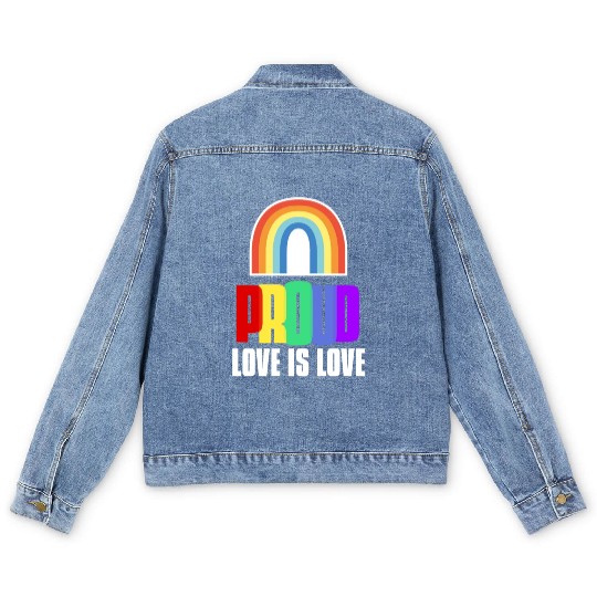 Proud LGBT Men's Denim Jackets Love is Love Men's Denim Jackets LGBT Pride