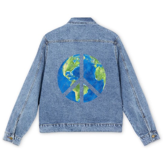 Peace On Earth World Peace Sign Men's Denim Jackets