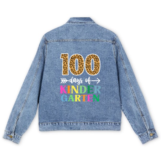 100 Days Of Kindergarten School Teacher Smarter Men's Denim Jackets