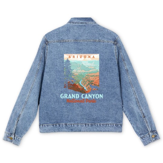 Grand Canyon National Park Arizonna Wpa Style Men's Denim Jackets