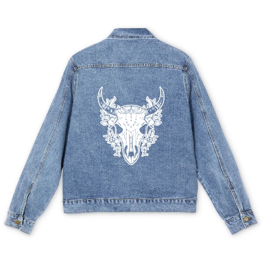 Cow Skull Boho Men's Denim Jackets