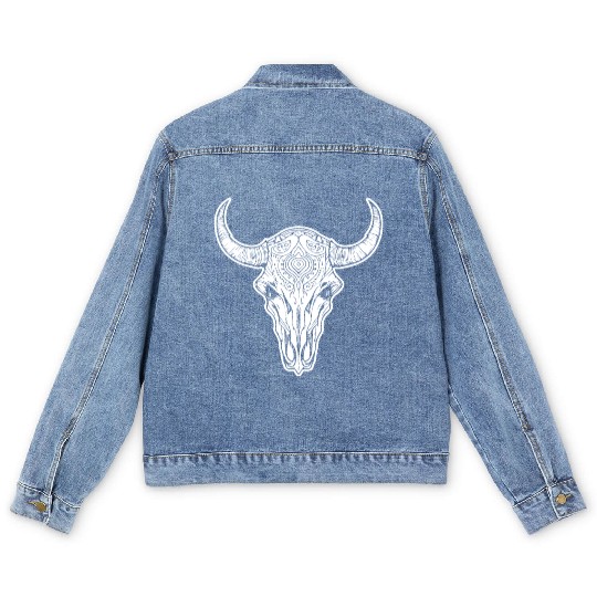Cow Skull Boho Men's Denim Jackets
