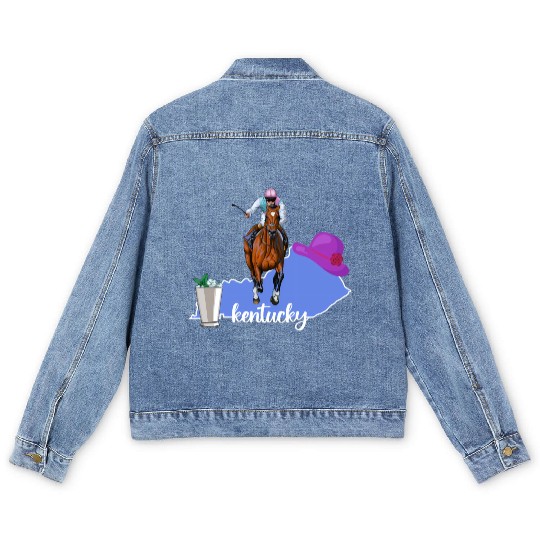 Kentucky Horse Racing Derby Py Men's Denim Jackets