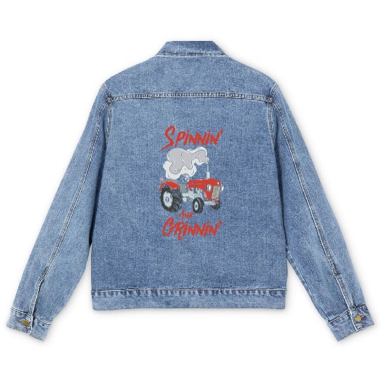 Tractor Pulling Farmer Men's Denim Jackets